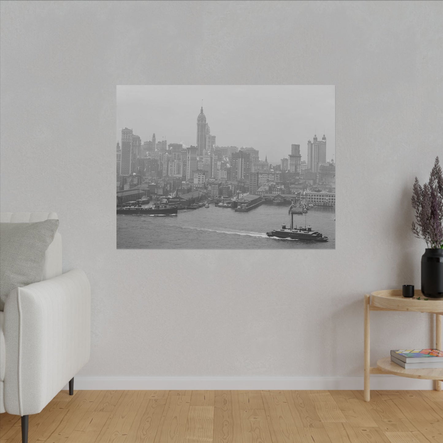 Vintage NYC Harbor Photo Canvas Print