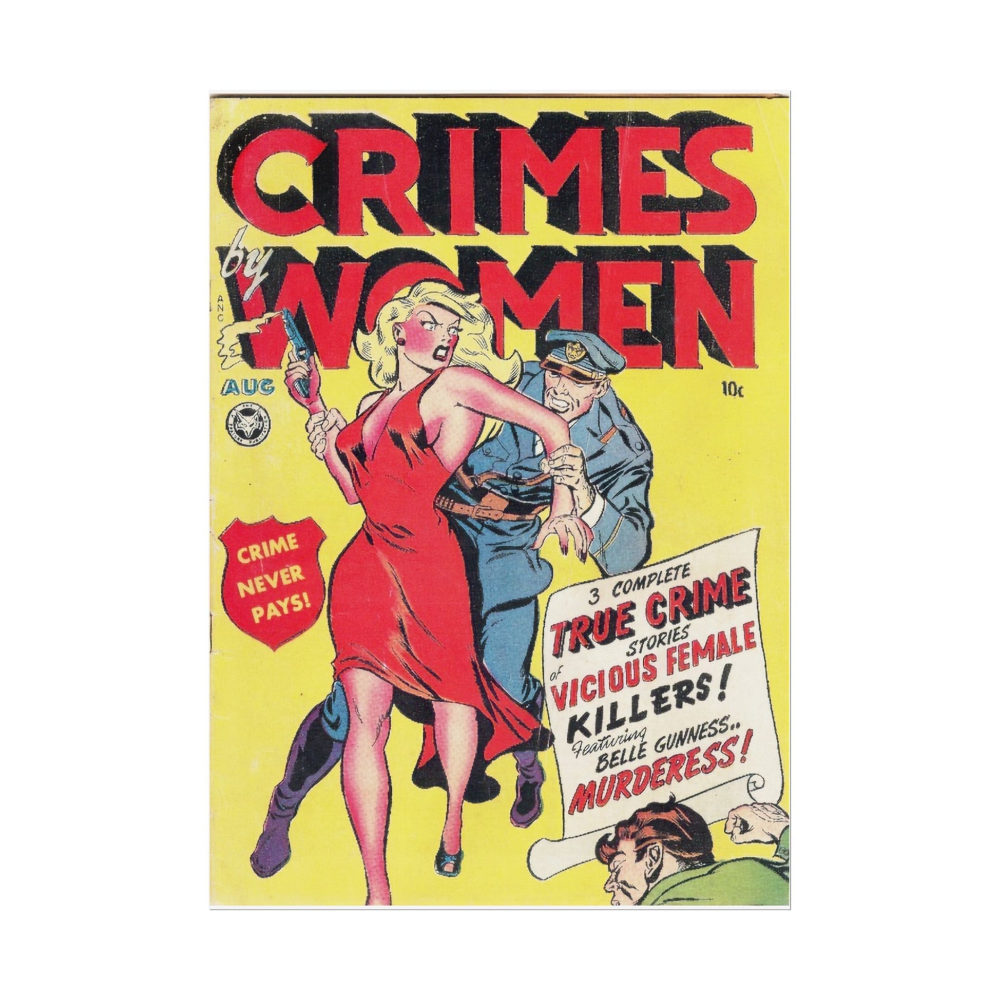 Retro Crimes By Women Comic Book Cover Poster - Old School Male 