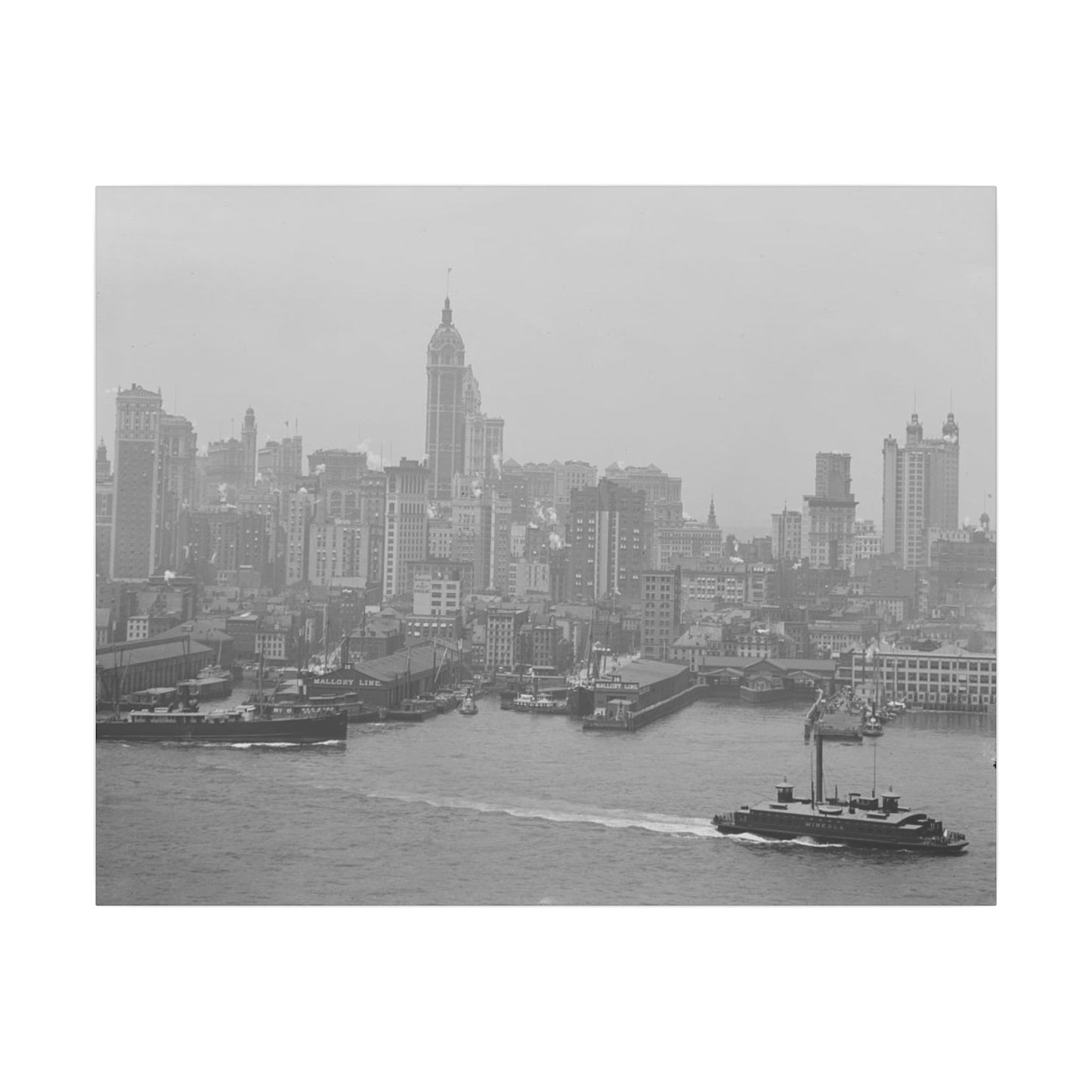 Vintage NYC Harbor Photo Canvas Print - Old School Male 