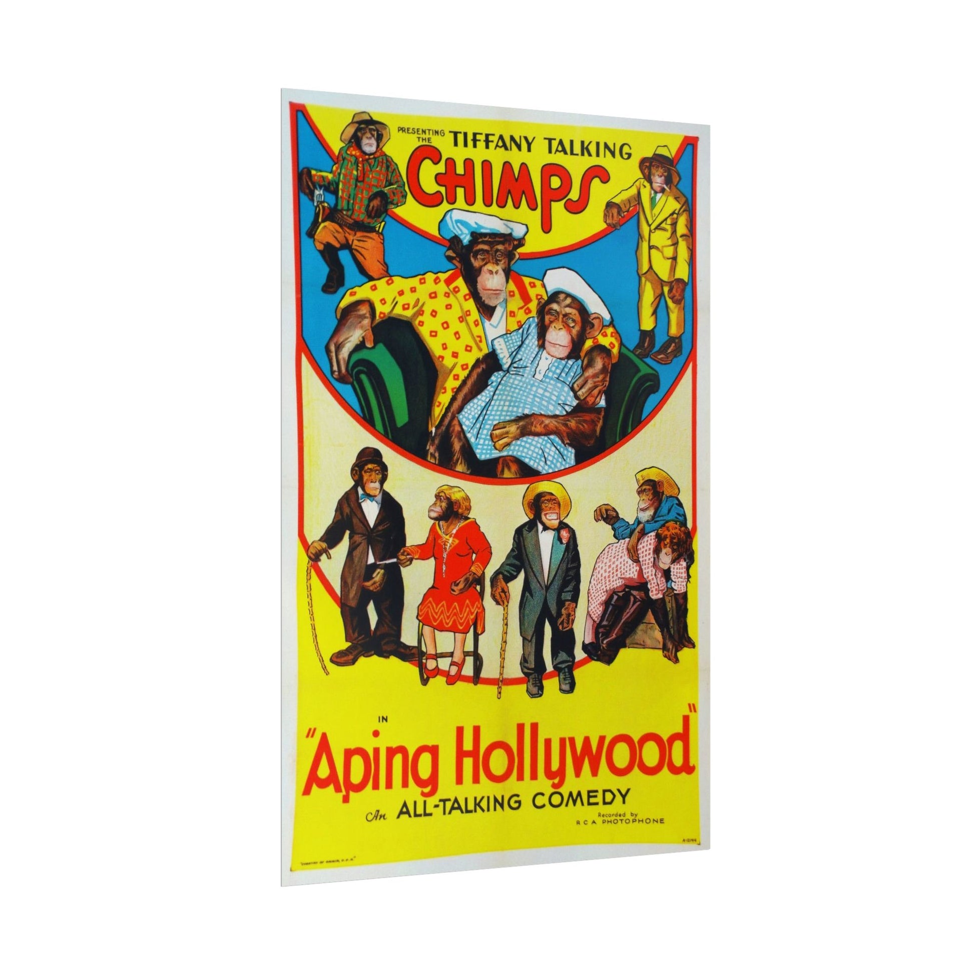 Retro Aping Hollywood Chimps Film Poster - Old School Male 