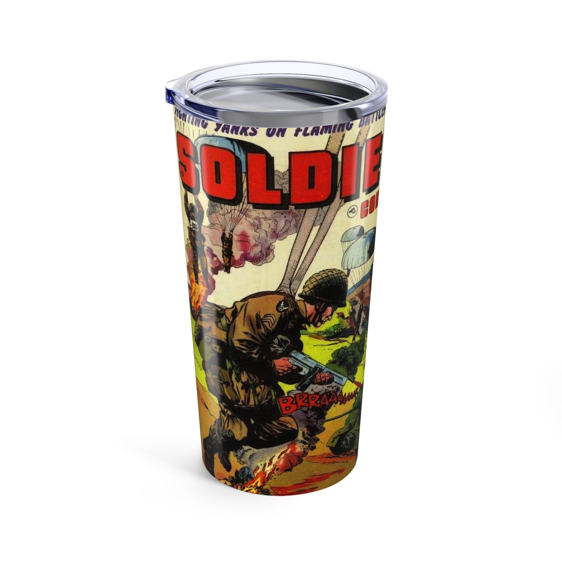 Retro Soldier Comics Tumbler 20oz - Old School Male 