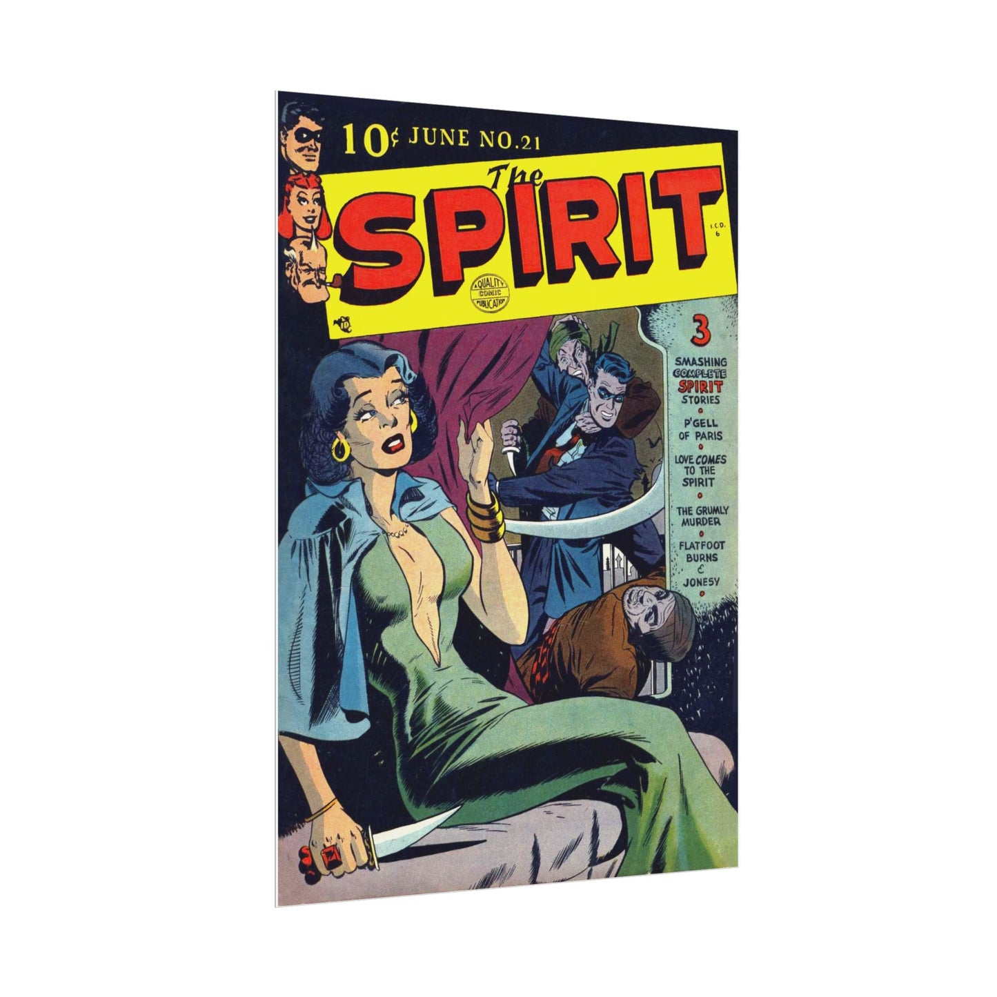 Retro June No 21 The Spirit Comic Book Cover Poster