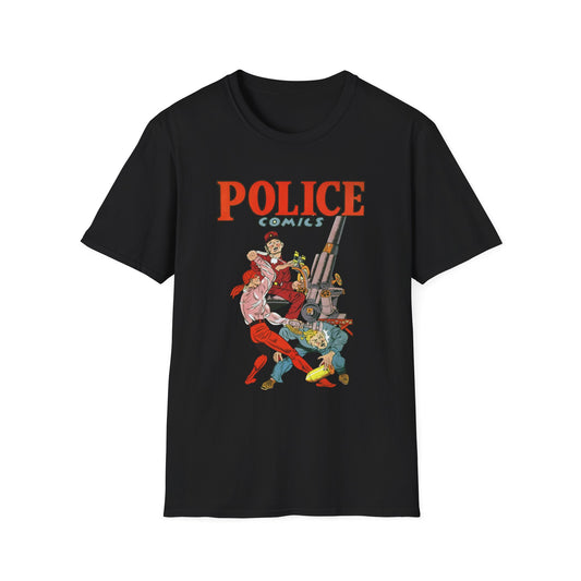 Vintage Retro Police Comics T-Shirt - 100% Cotton, Eco-Friendly, Perfect for Comic Fans