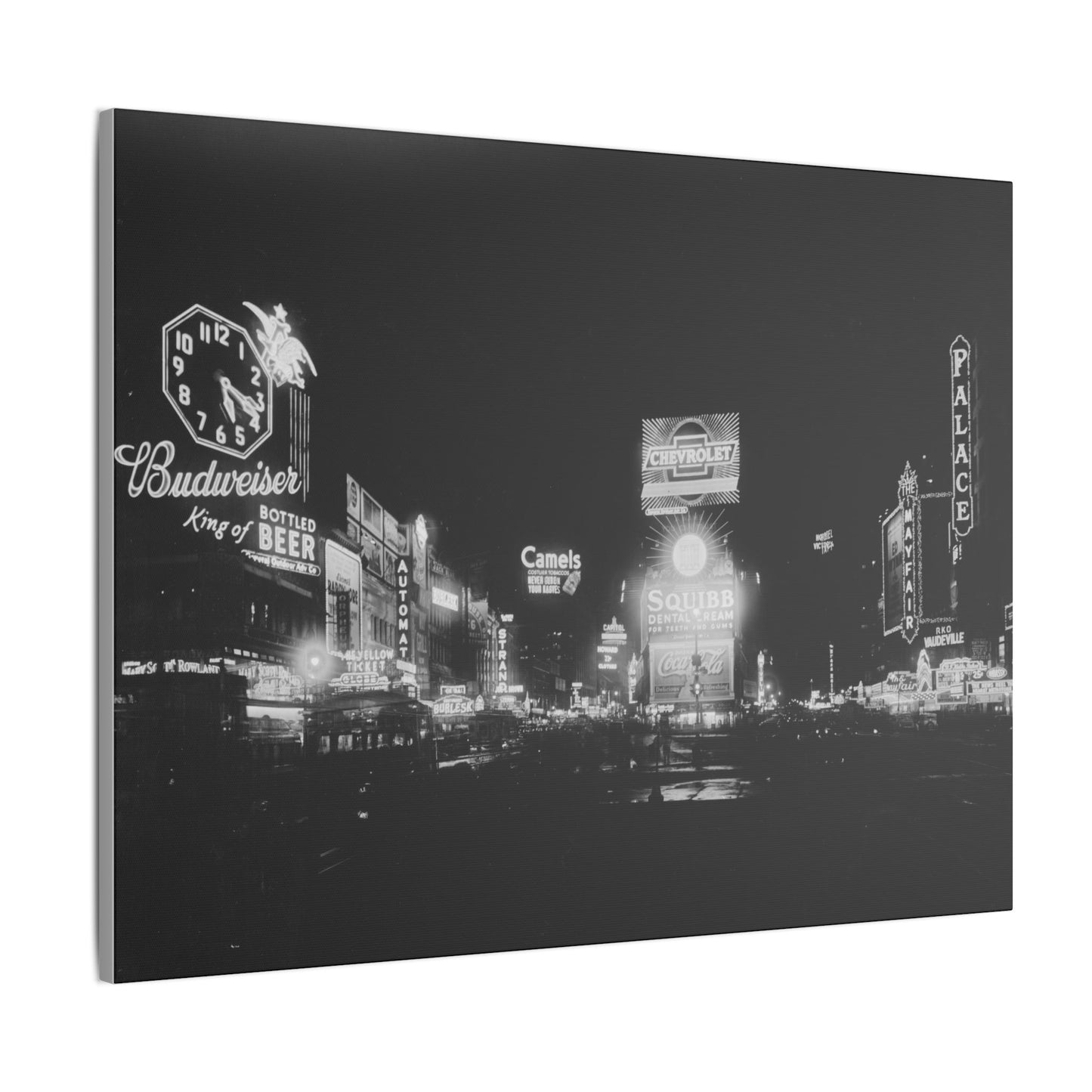 Nighttime Elegance: Vintage Times Square Matte Canvas Print (Multiple Sizes Available)