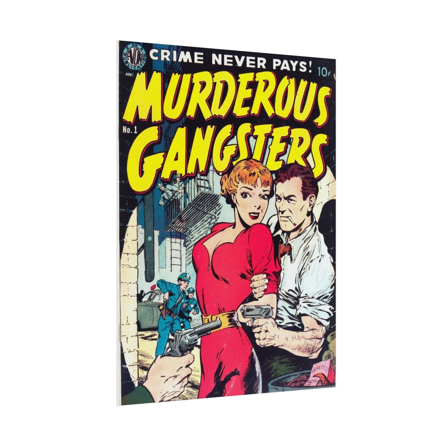 Retro Murderous Gangsters Comic Book Cover Rolled Poster - Old School Male 