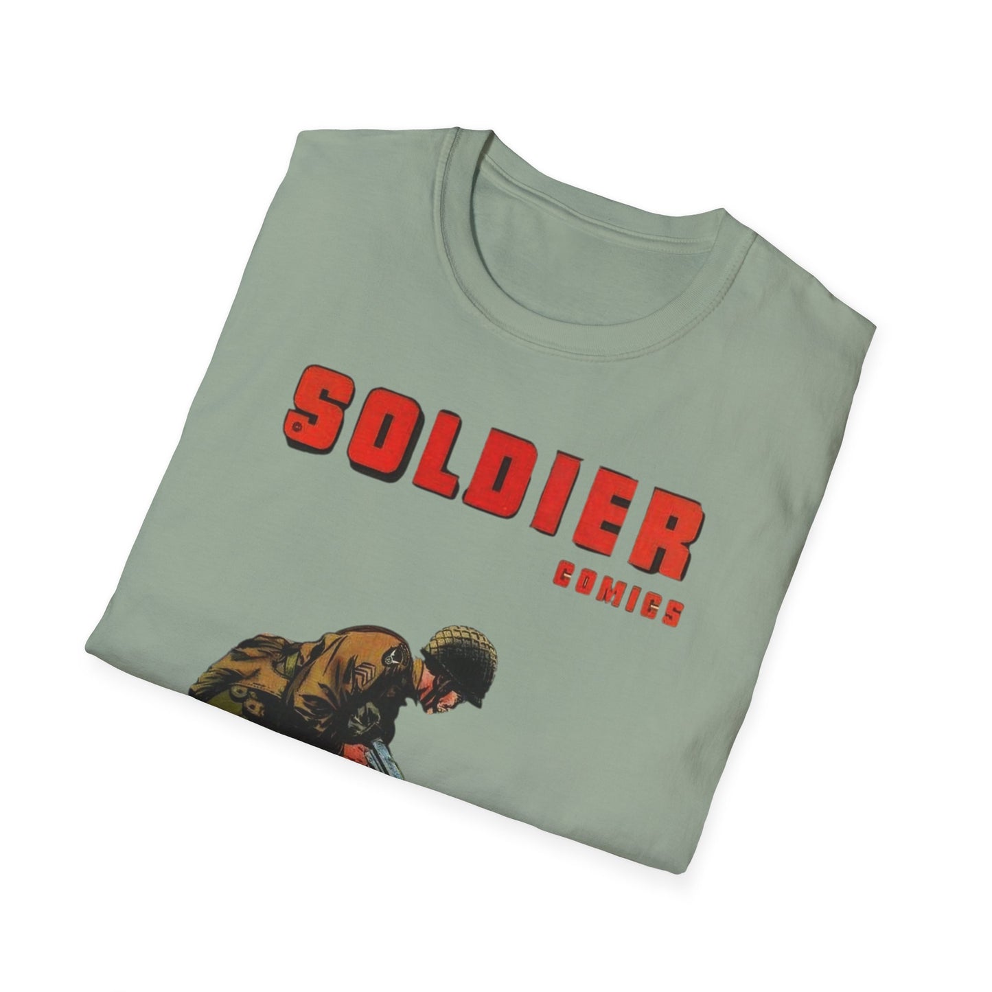 Vintage Retro Soldier Comics Graphic T-Shirt - 100% Cotton Classic Fit Tee