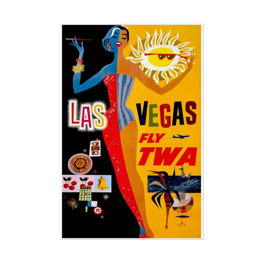 Fly to Las Vegas on TWA Vintage Poster Print - Old School Male 