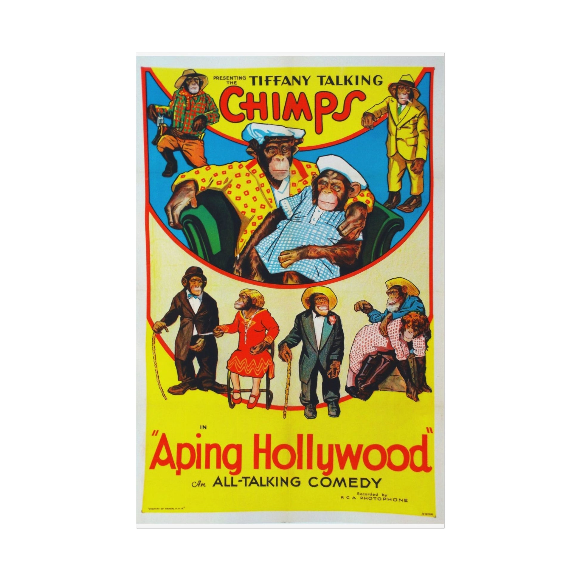 Retro Aping Hollywood Chimps Film Poster - Old School Male 