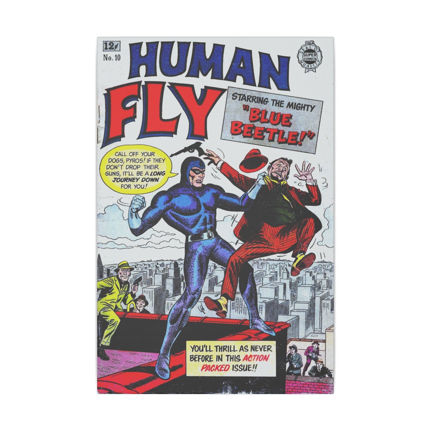 Vintage Human Fly Comic Art Canvas Print – Stretched Matte (Various Sizes)