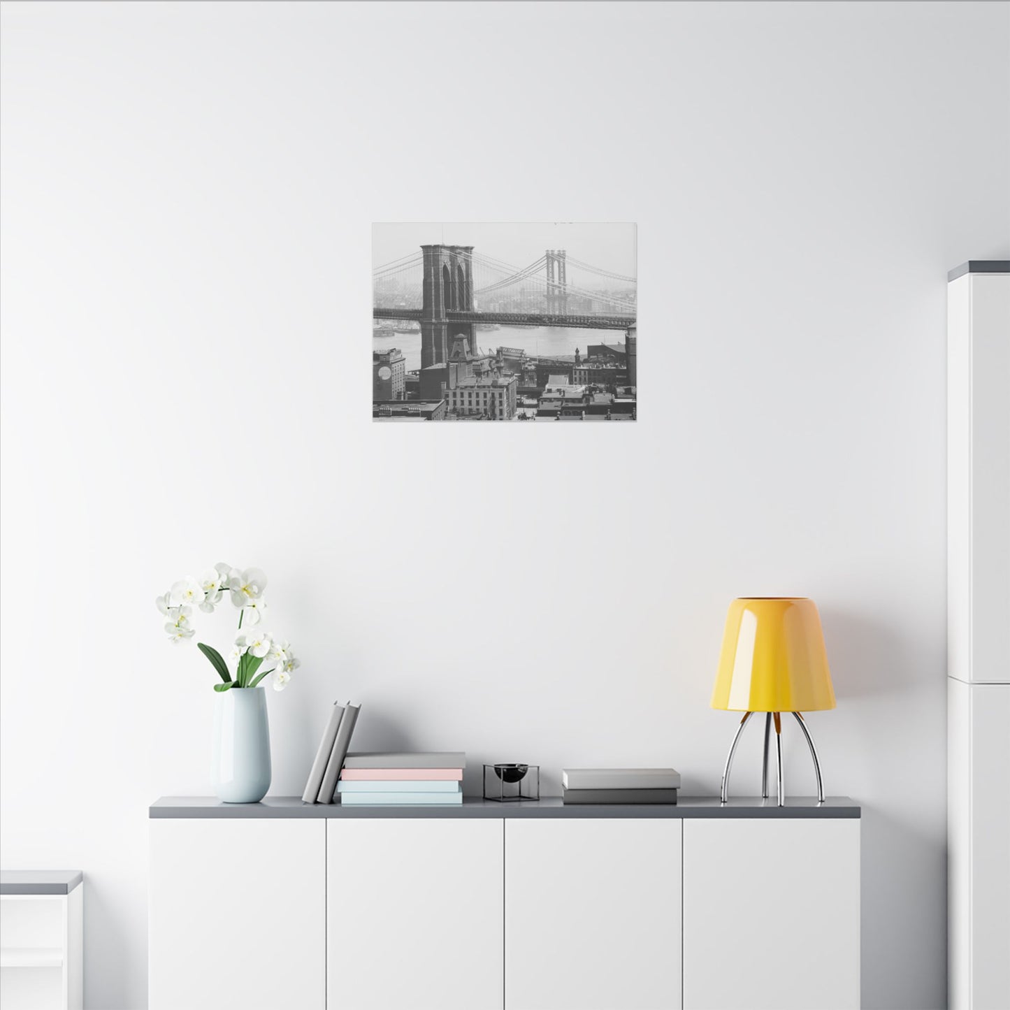 NYC Skyline with the Brooklyn Bridge Canvas Wall Art - Old School Male 