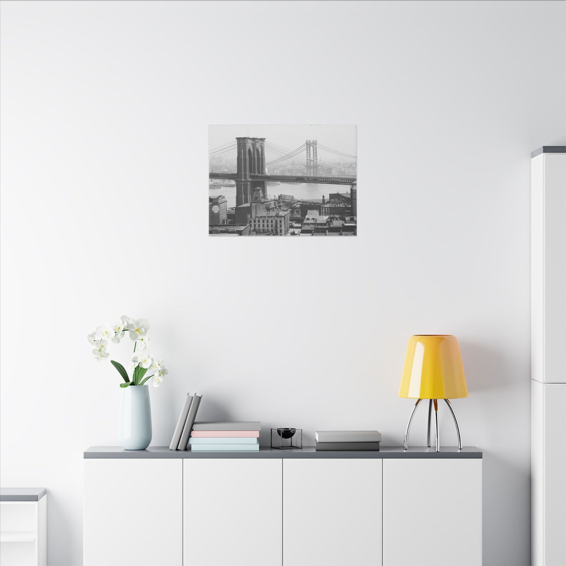 NYC Skyline with the Brooklyn Bridge Canvas Wall Art - Old School Male 