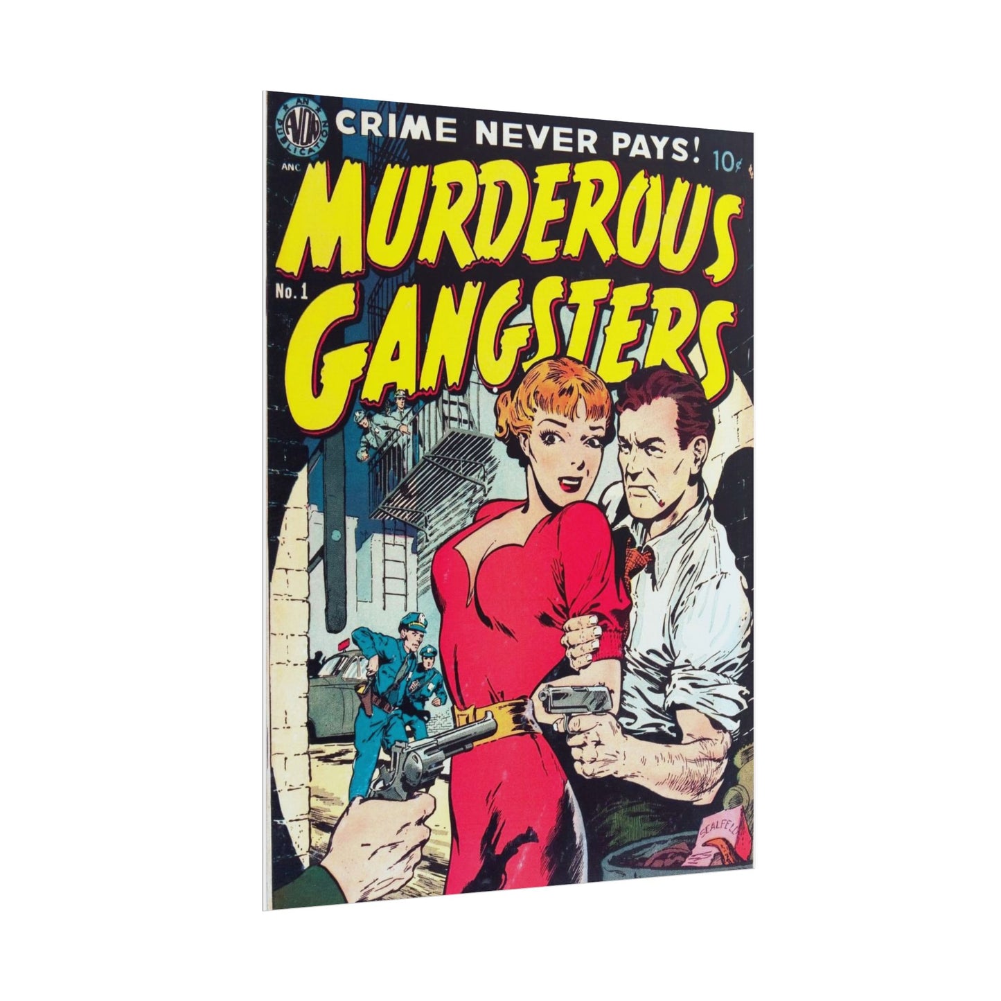 Retro Murderous Gangsters Comic Book Cover Rolled Poster