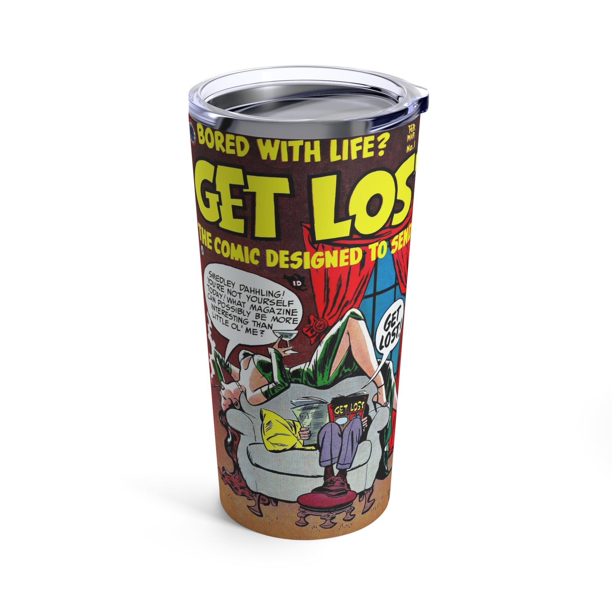 Vintage Get Lost Comic Adventure 20oz Tumbler - Old School Male 