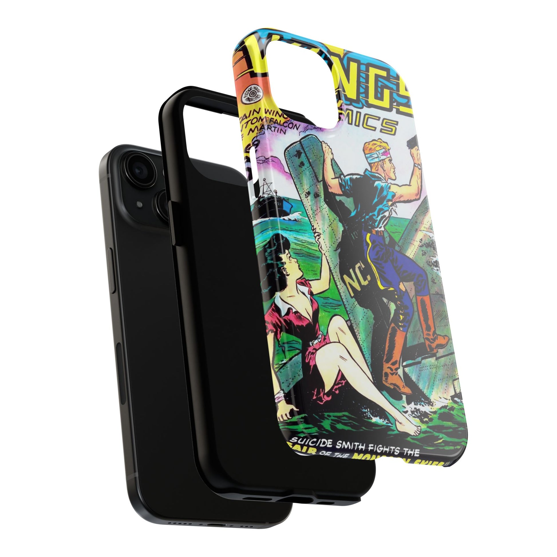 Retro Wings Comics Cover Tough Phone Cases - Old School Male 