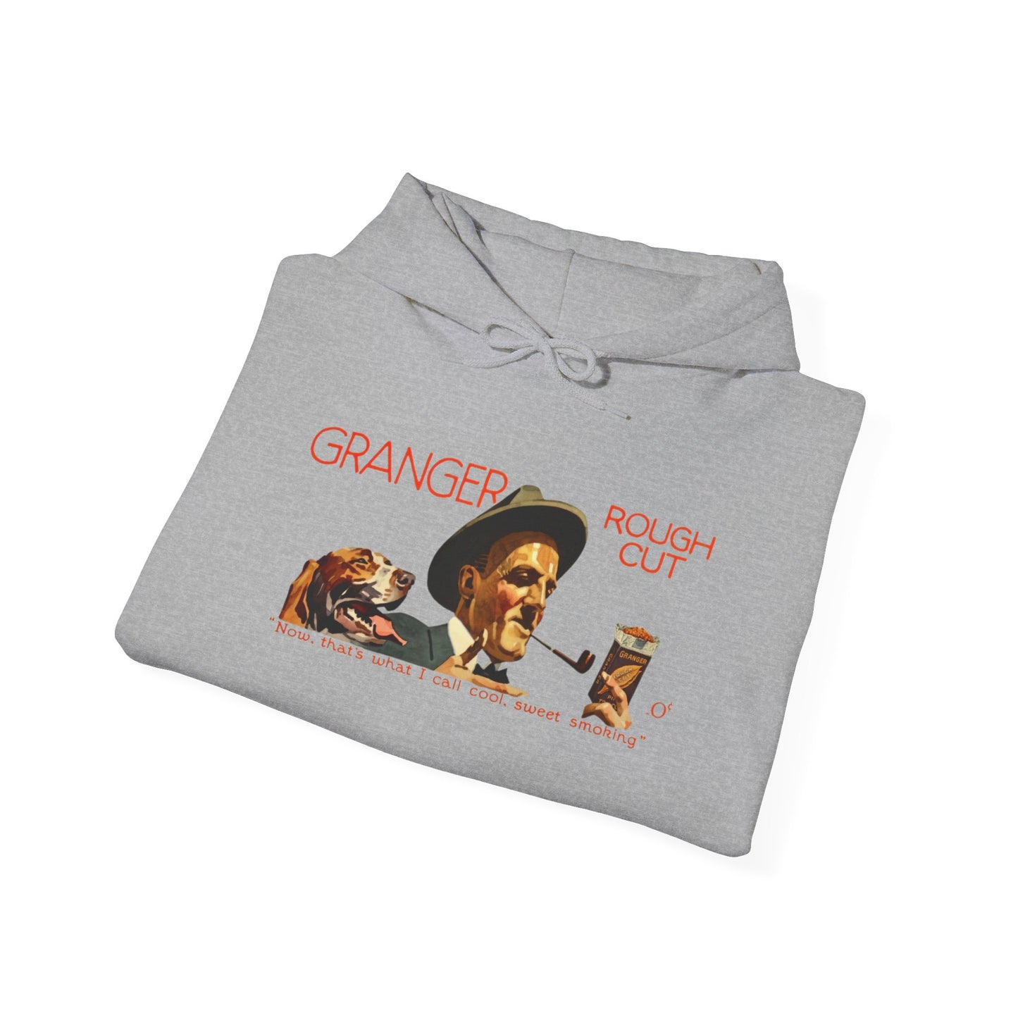 Vintage Granger Rough Cut Tobacco Ad Hoodie - Cozy Cotton-Polyester Blend with Kangaroo Pocket