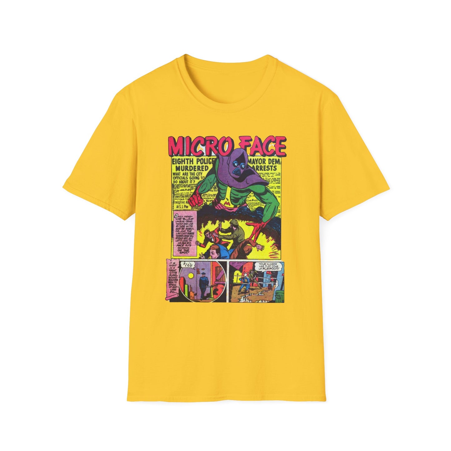 Retro Micro Face Comic Character T-Shirt - Fun Unisex Tee Made With 100% Cotton