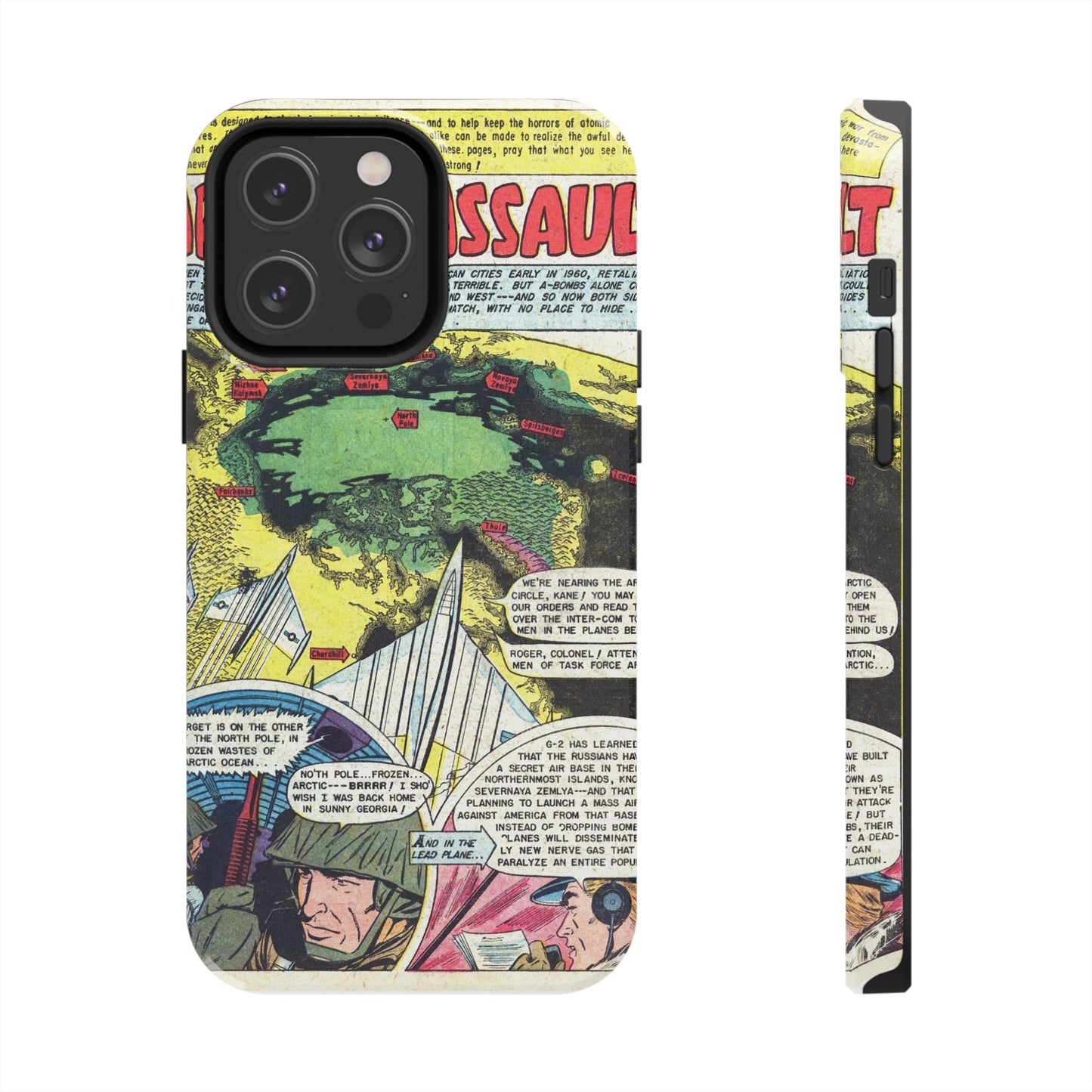 Vintage Atomic Warfare Comic Page Rugged Phone Cases - Old School Male 