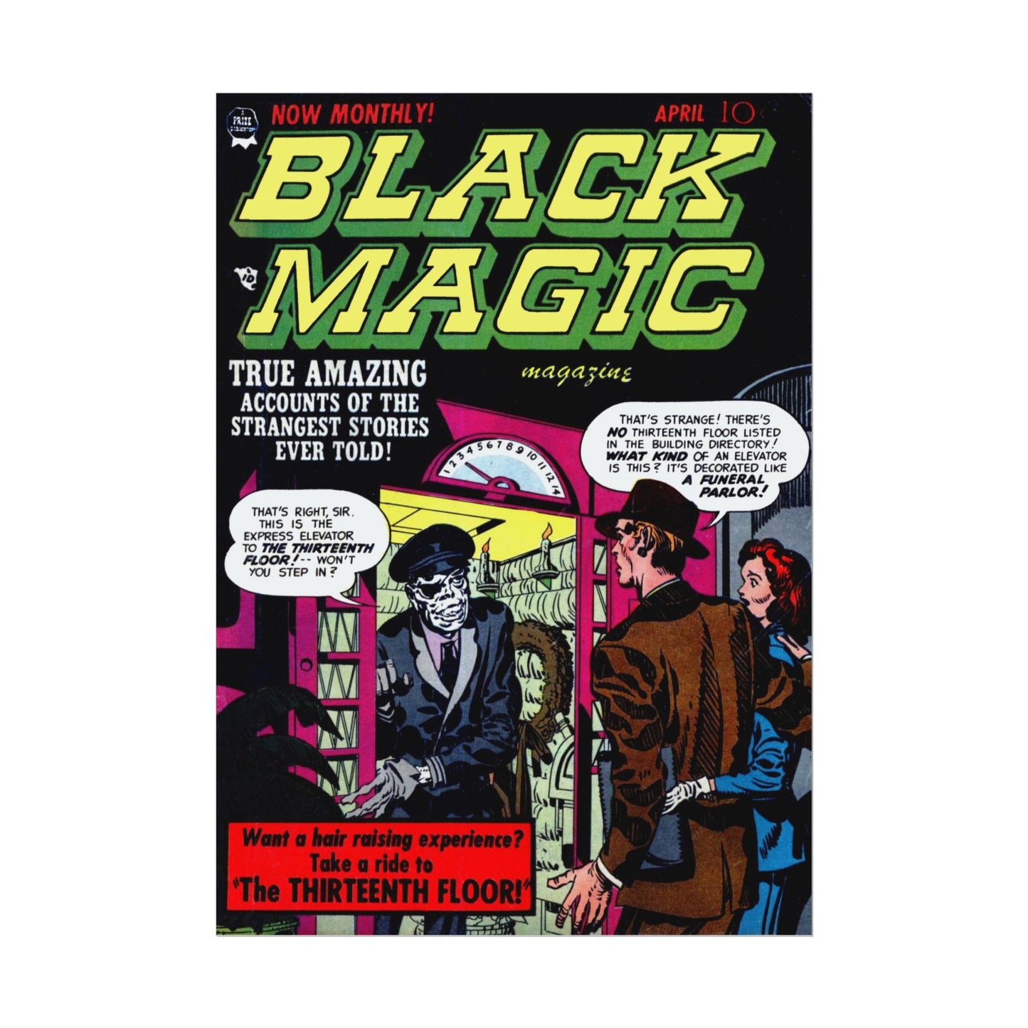 Retro Black Magic Comic Book Cover Poster - Old School Male 