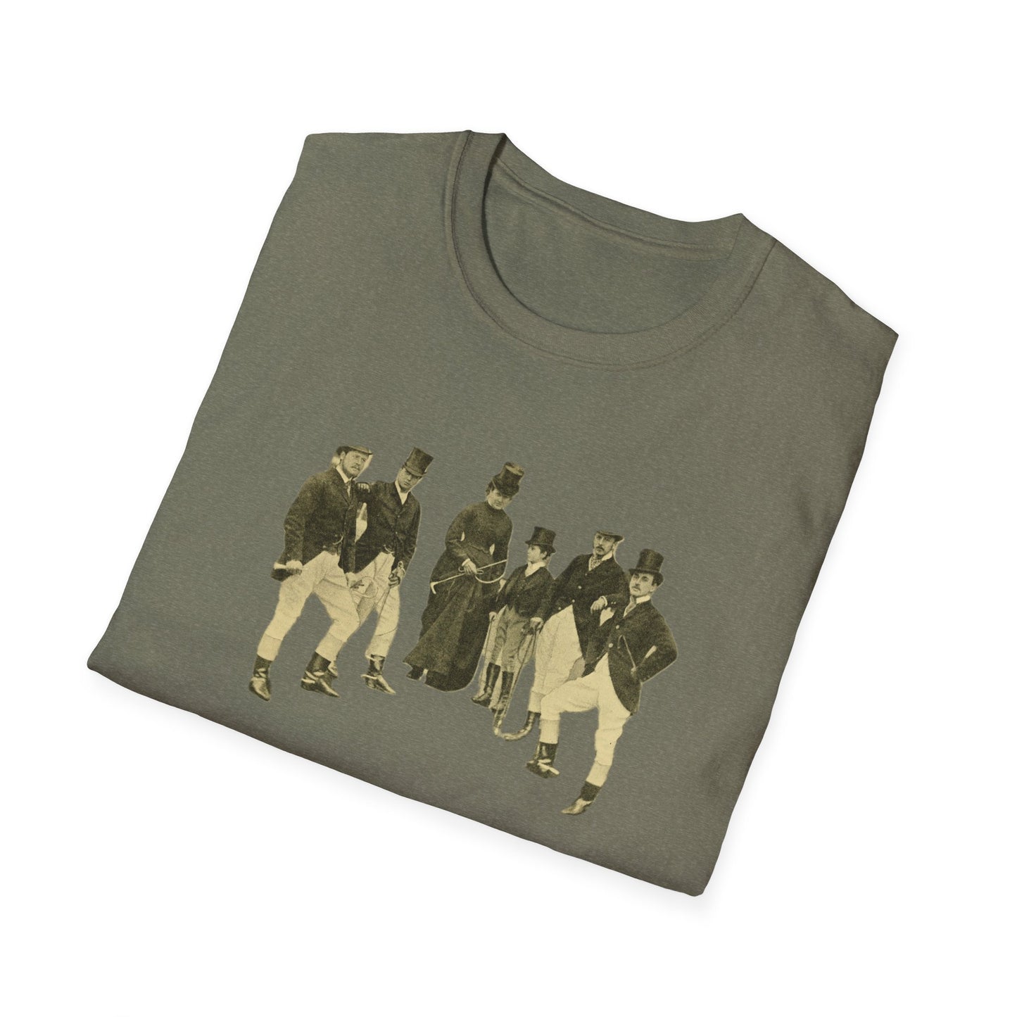 Vintage 19th Century Group Portrait Unisex Softstyle Tee - Old School Male 