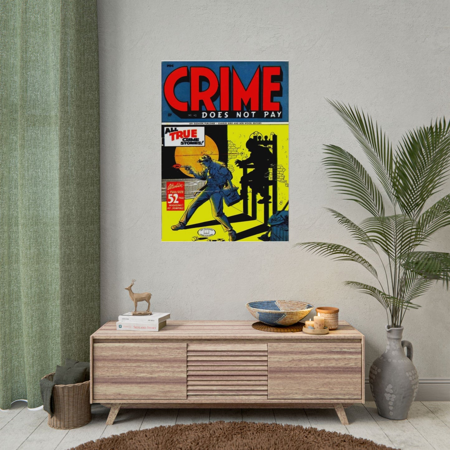 Retro Crime Does Not Pay Comic Book Cover Poster - Old School Male 