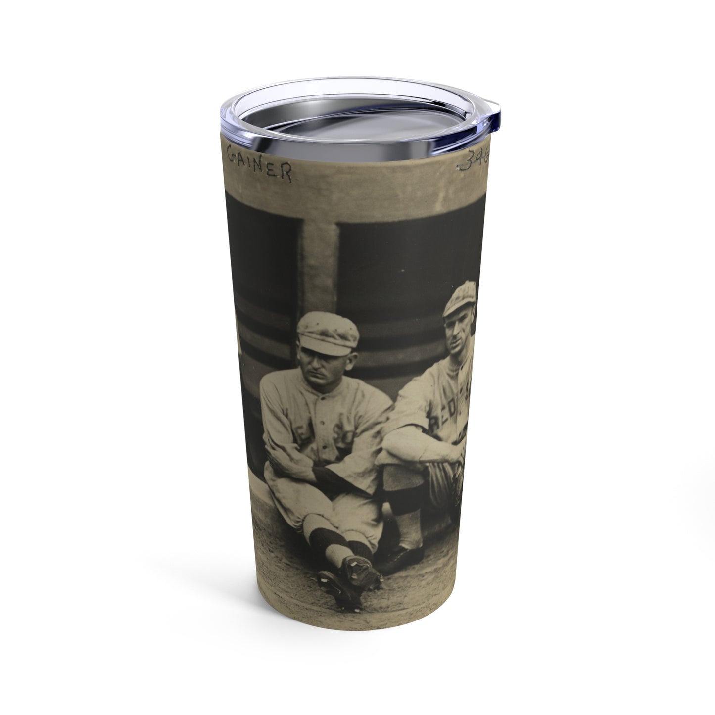 Baseball Tumbler 20oz with Vintage Babe Ruth Picture - Old School Male 