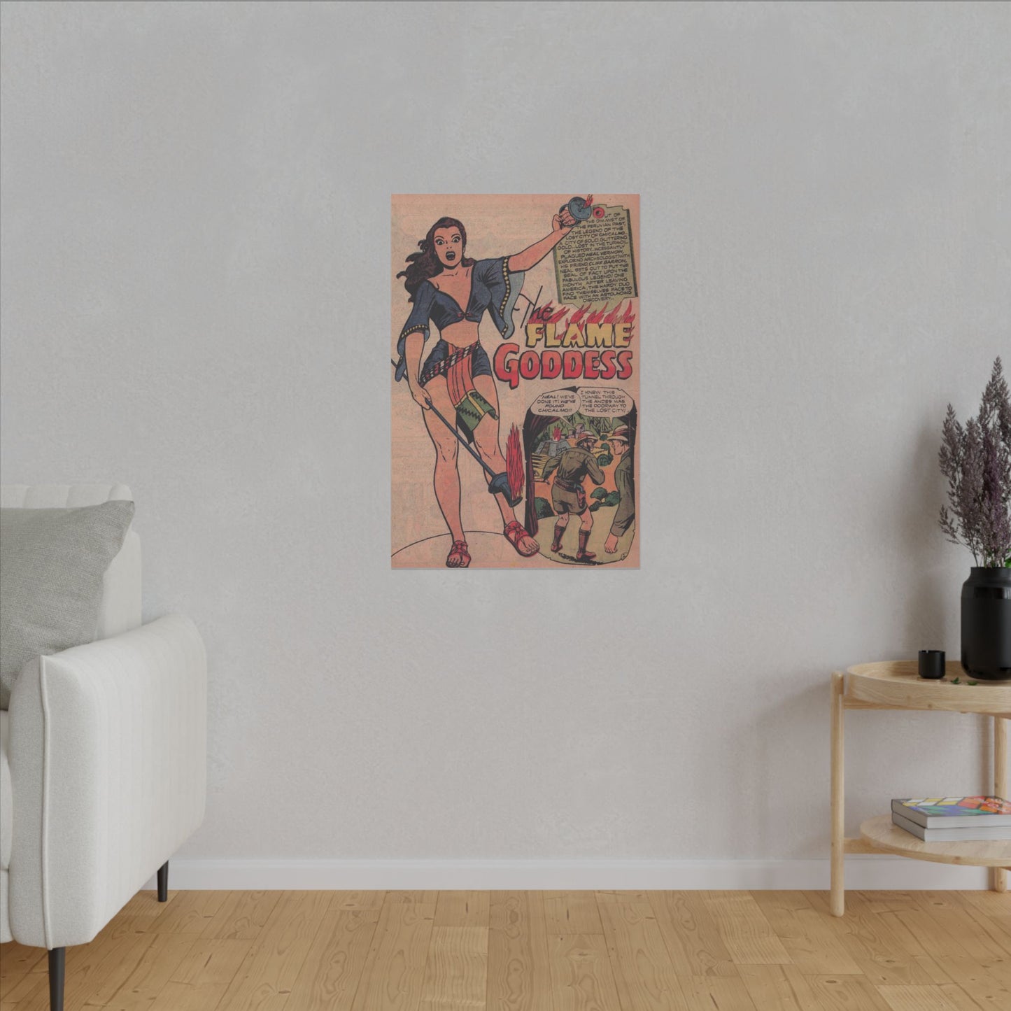 Vibrant Flame Goddess Matte Canvas Artwork - Stretched & Ready to Hang (Various Sizes) - Old School Male 