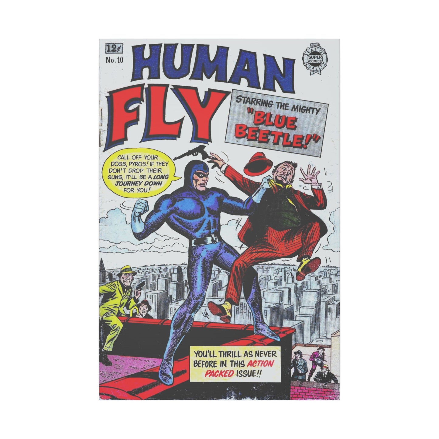 Vintage Human Fly Comic Art Canvas Print – Stretched Matte (Various Sizes)