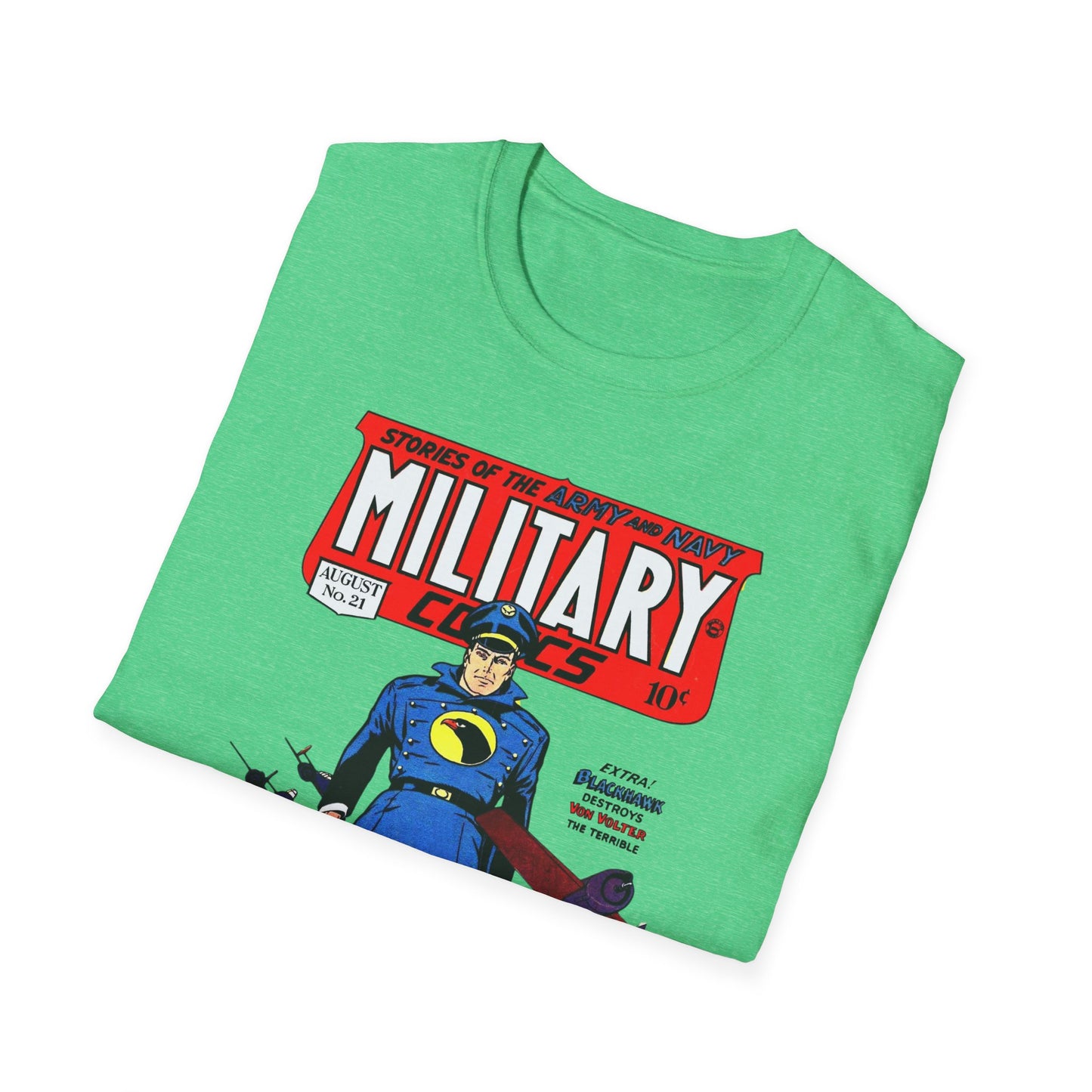 Vintage Military Comic Book Graphic Tee - 100% Cotton Retro T-Shirt for Comic Fans