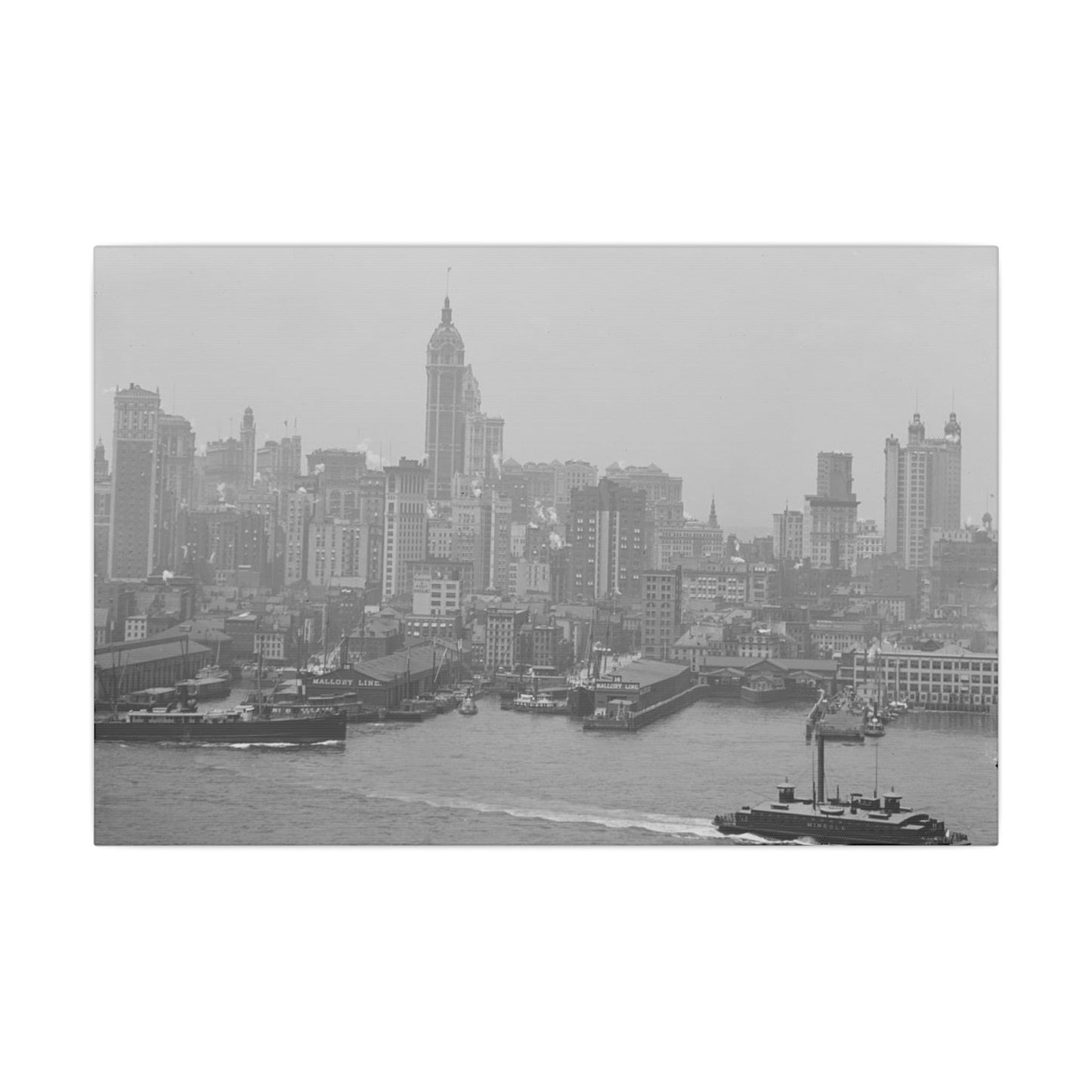 Vintage NYC Harbor Photo Canvas Print - Old School Male 