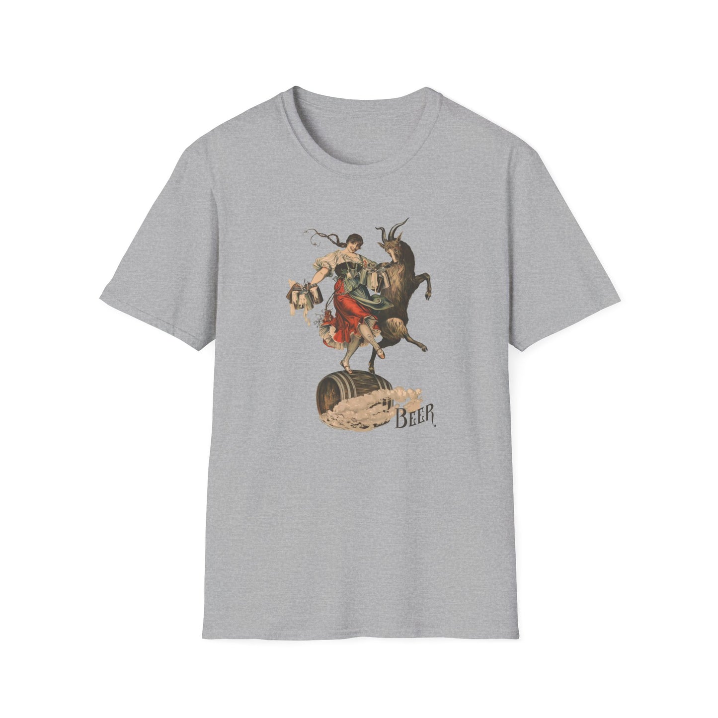 Goat and Beer Lovers Unisex T-Shirt with Fun Dancing Design