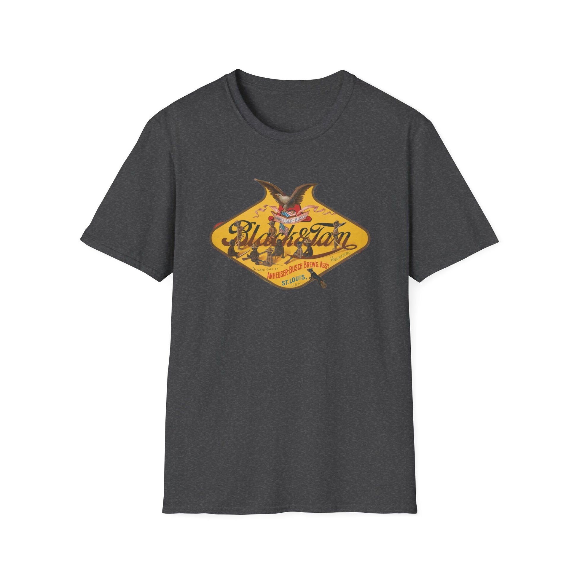 Retro Black and Tan Advertisement Tee - Old School Male 