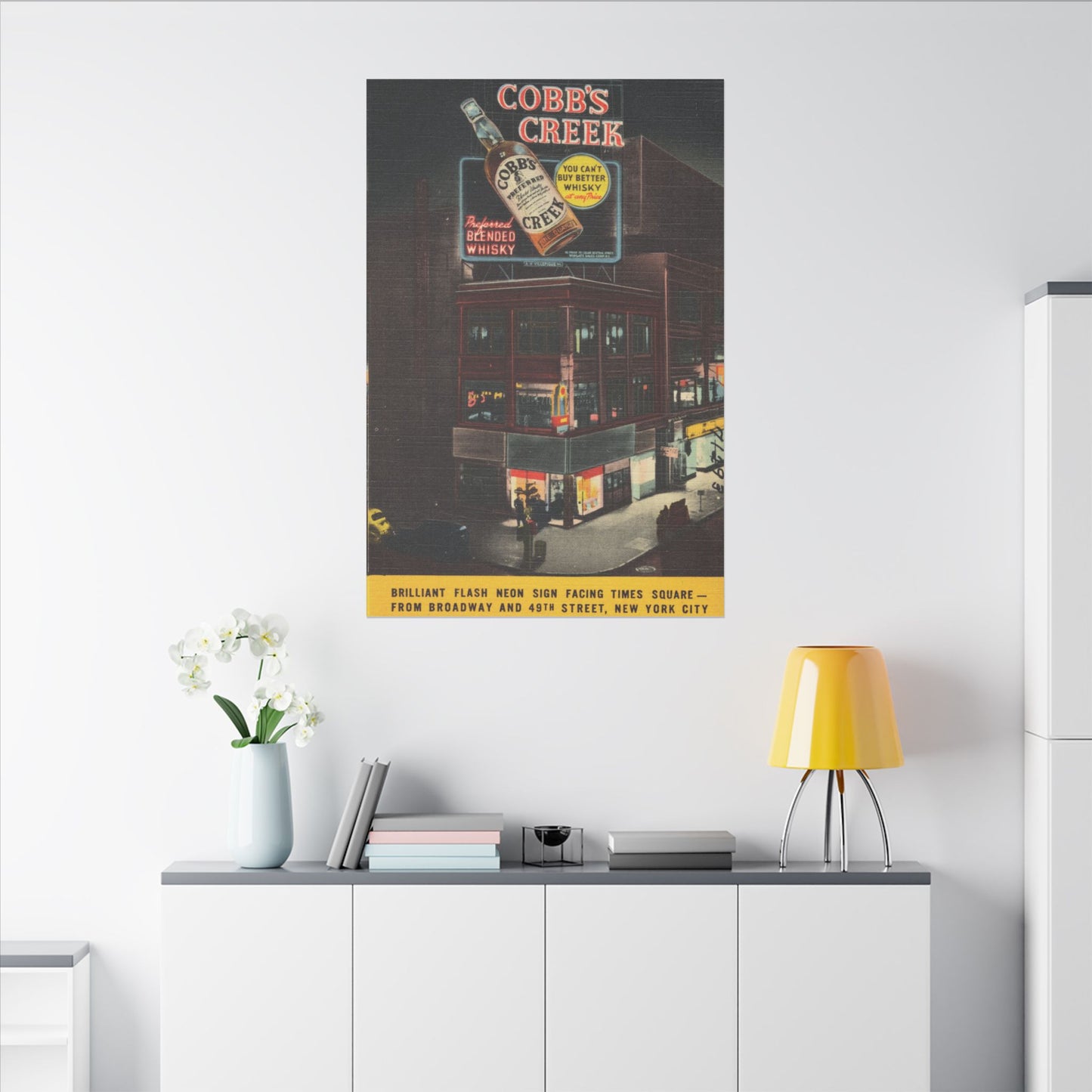 Retro Cobb's Creek Blended Whiskey Times Square ad on Canvas - Old School Male 