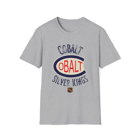 Cobalt Silver Kinds NHA Hockey Team Unisex Softstyle T-Shirt - Old School Male 