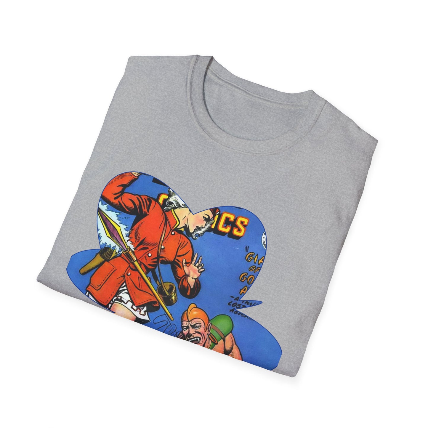 Vintage Comic Book Cover Unisex Softstyle Tee - Old School Male 