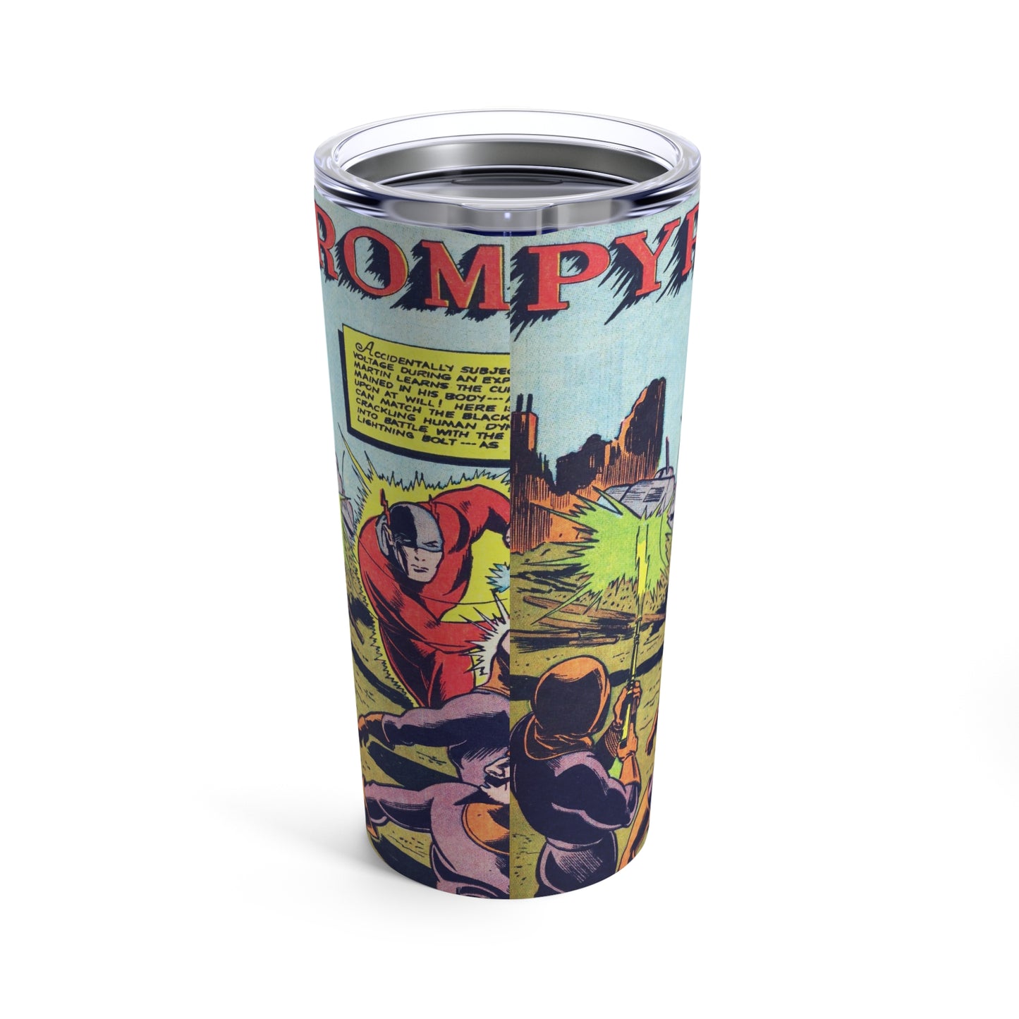 Retro Pyroman Comic Page Insulated Tumbler 20oz - Old School Male 