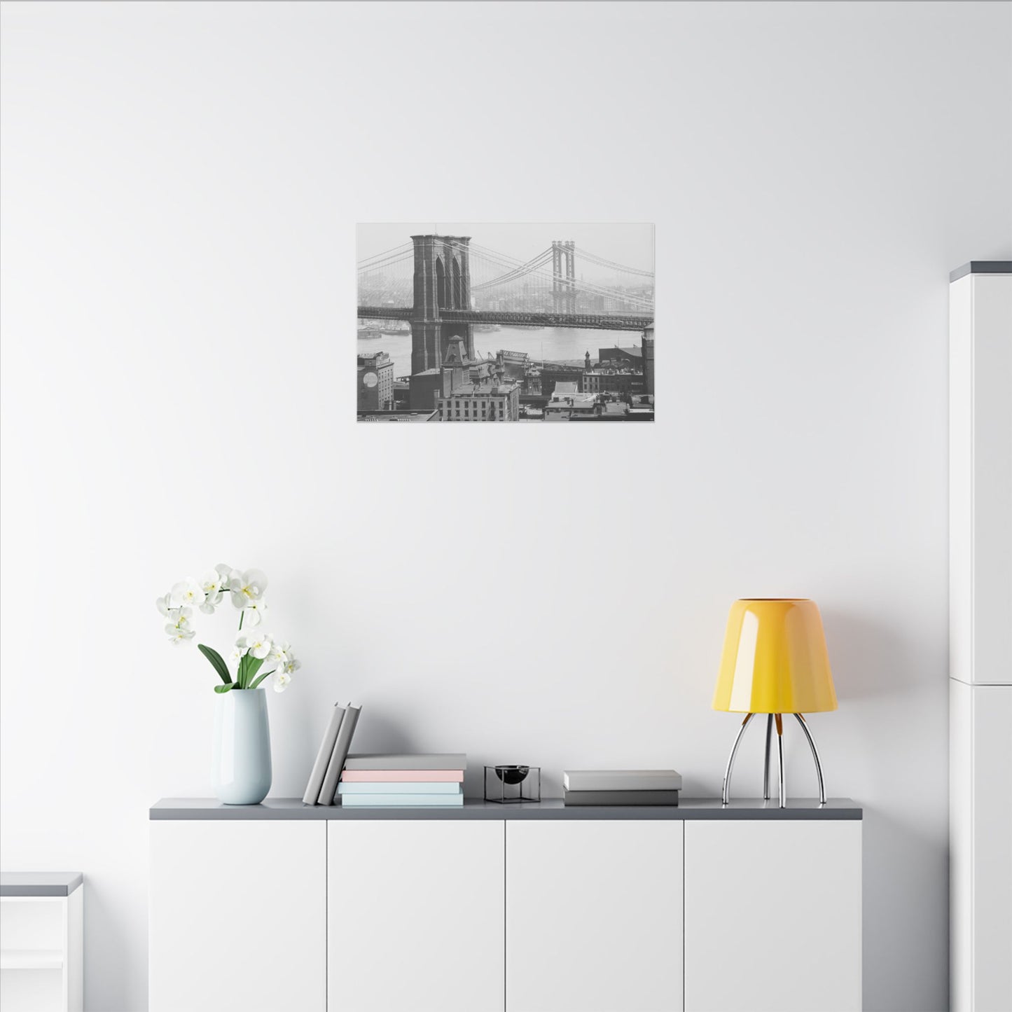 NYC Skyline with the Brooklyn Bridge Canvas Wall Art - Old School Male 