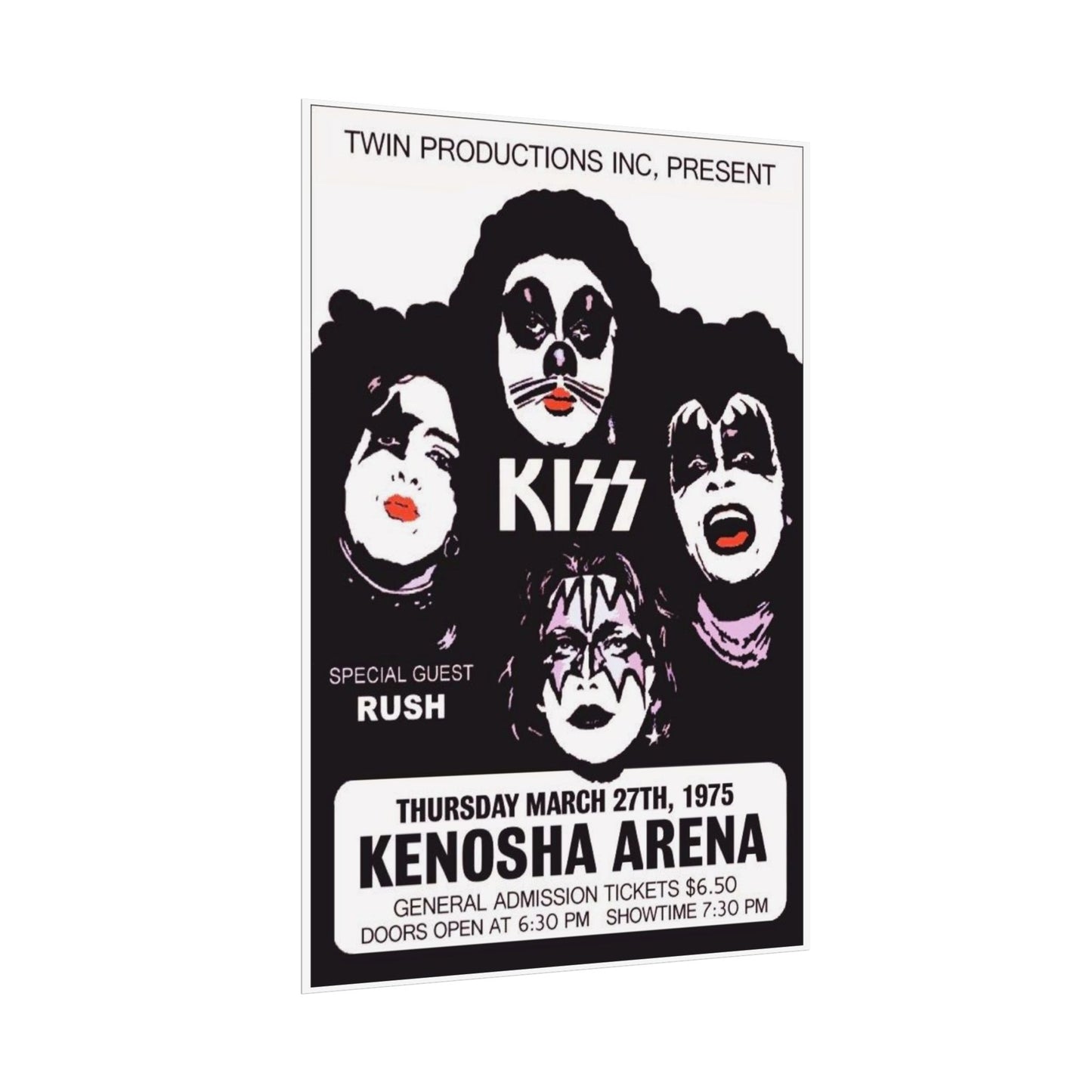 Retro Kiss Concert with Opener Rush at the Kenosha Arena Poster Print