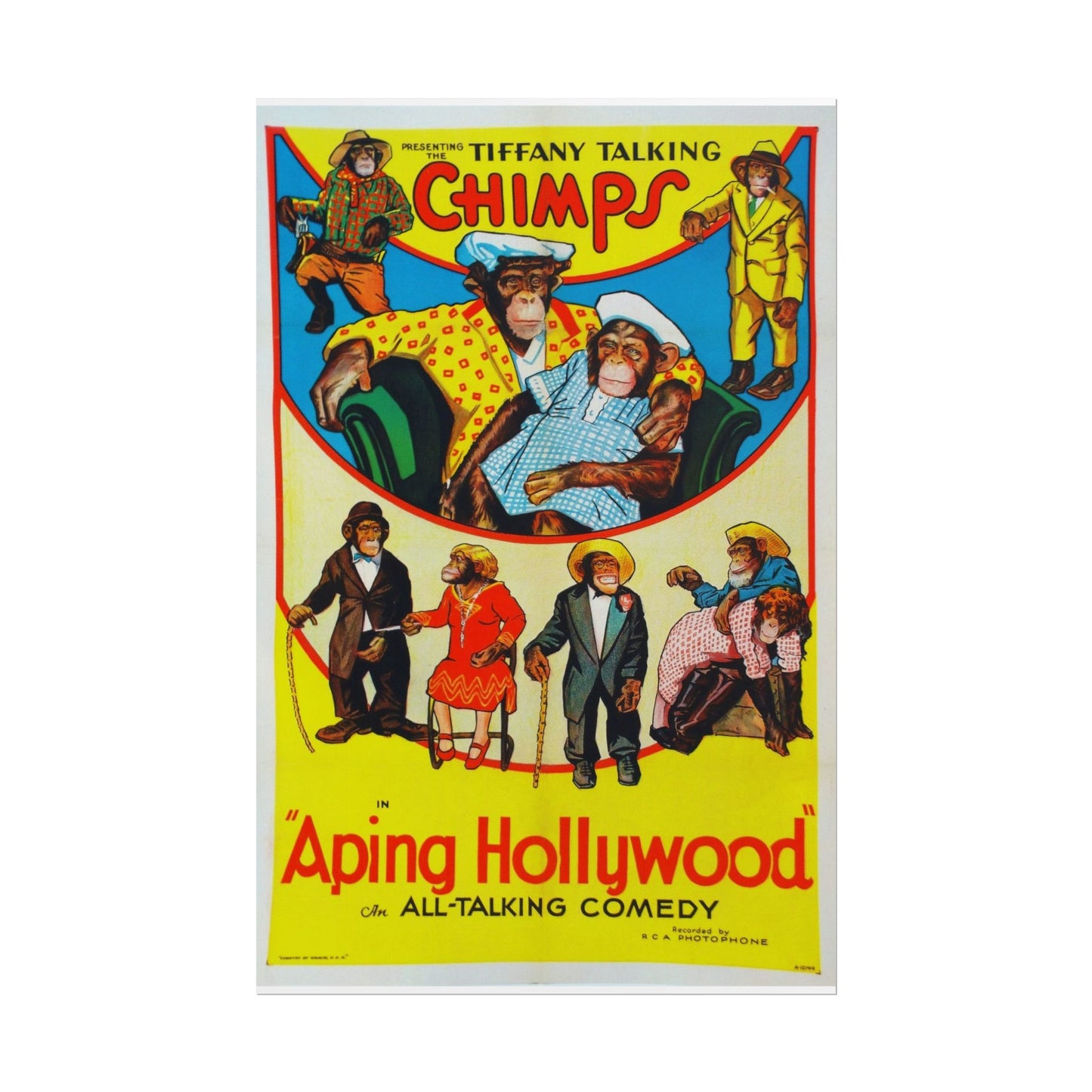 Retro Aping Hollywood Chimps Film Poster - Old School Male 