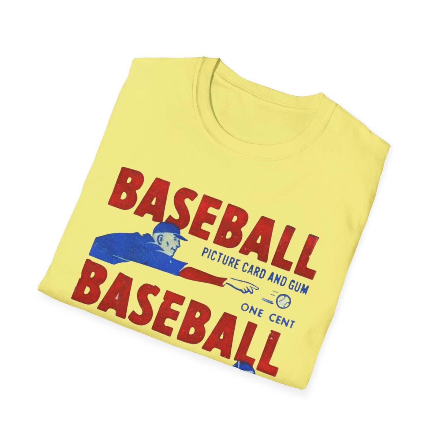 Vintage 1950 Baseball Card Wrapper Unisex T-Shirt in orange featuring eye-catching retro graphics. A fantastic gift for baseball fans, blending 1950s nostalgia with trendy style.