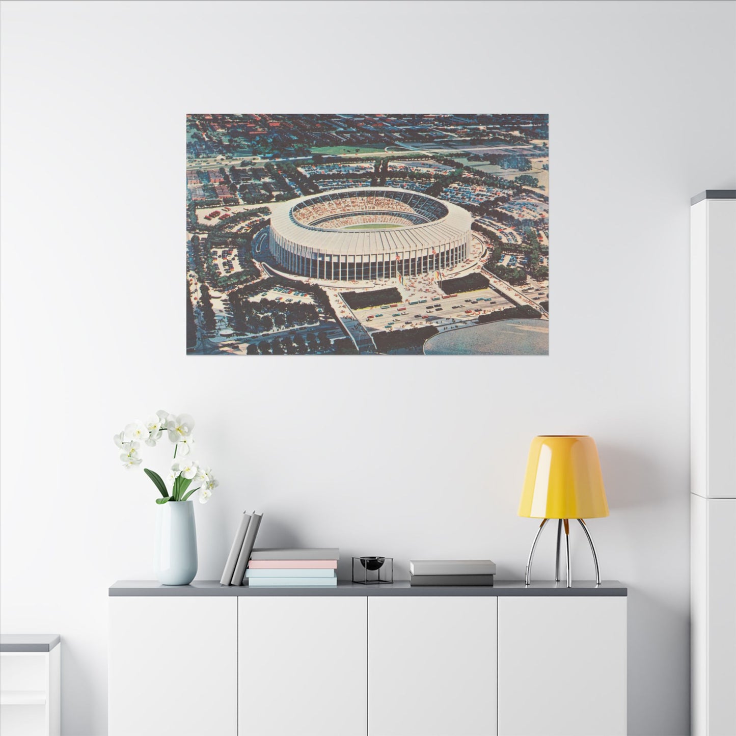 Aerial Canvas Art - Nostalgic Veterans Stadium Philadelphia Print