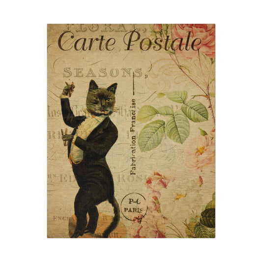 Dancing Cat Matte Canvas, Stretched, 0.75" - Old School Male 