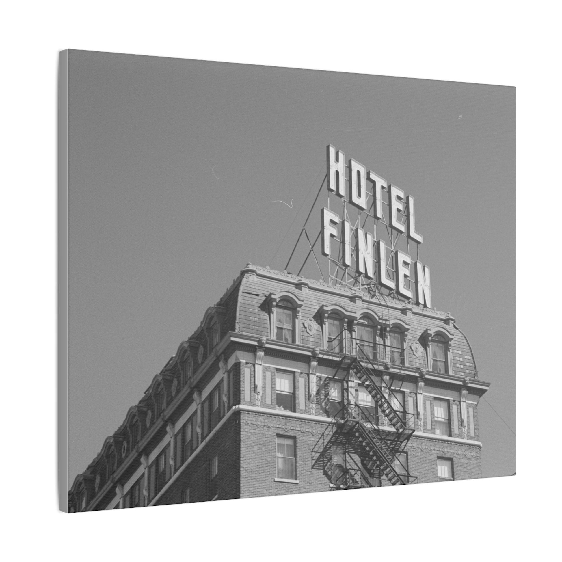 Vintage Hotel Finlen Butte Montana Canvas Print - Old School Male 