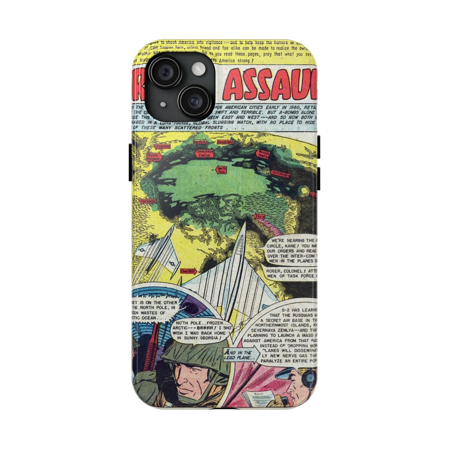 Vintage Atomic Warfare Comic Page Rugged Phone Cases - Old School Male 