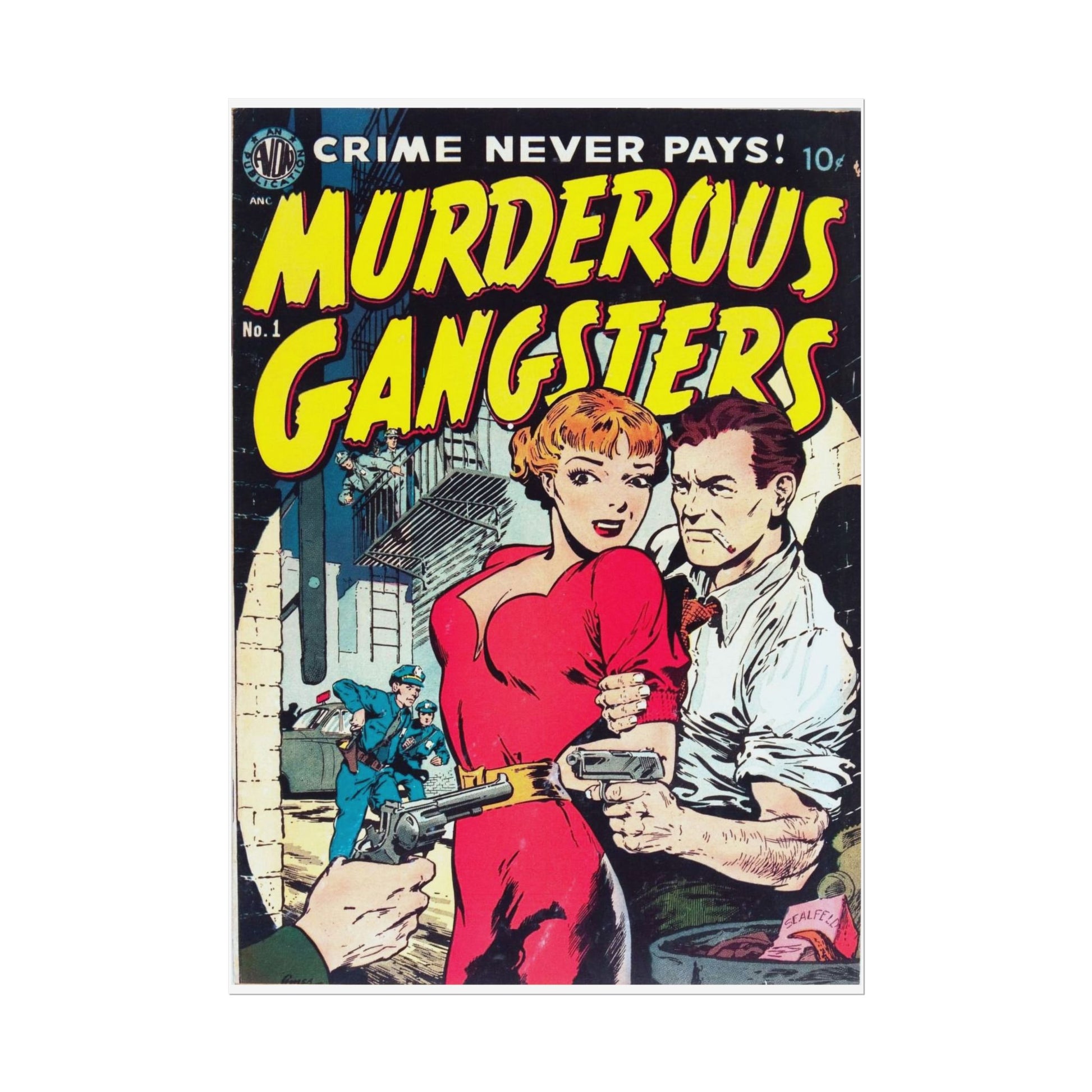 Retro Murderous Gangsters Comic Book Cover Rolled Poster - Old School Male 