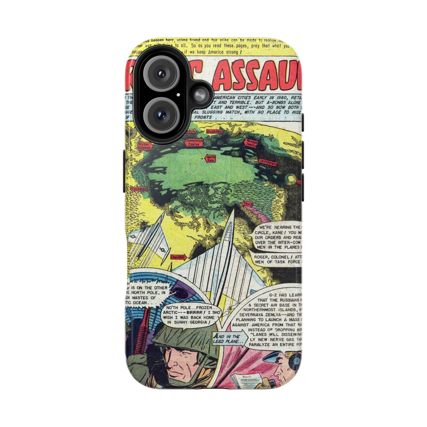 Vintage Atomic Warfare Comic Page Rugged Phone Cases - Old School Male 