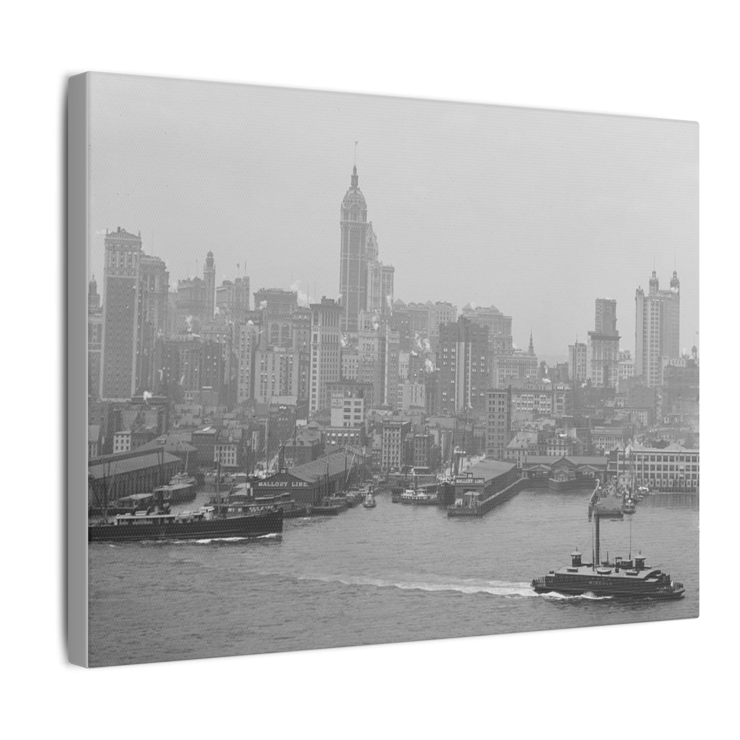 Vintage NYC Harbor Photo Canvas Print - Old School Male 