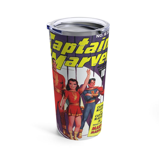 20oz Retro Stainless Steel Tumbler - Vintage Captain Marvel Comic Design - Old School Male 