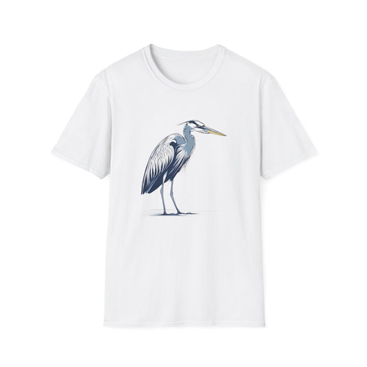 Great Blue Heron Unisex Softstyle T-Shirt - Old School Male 