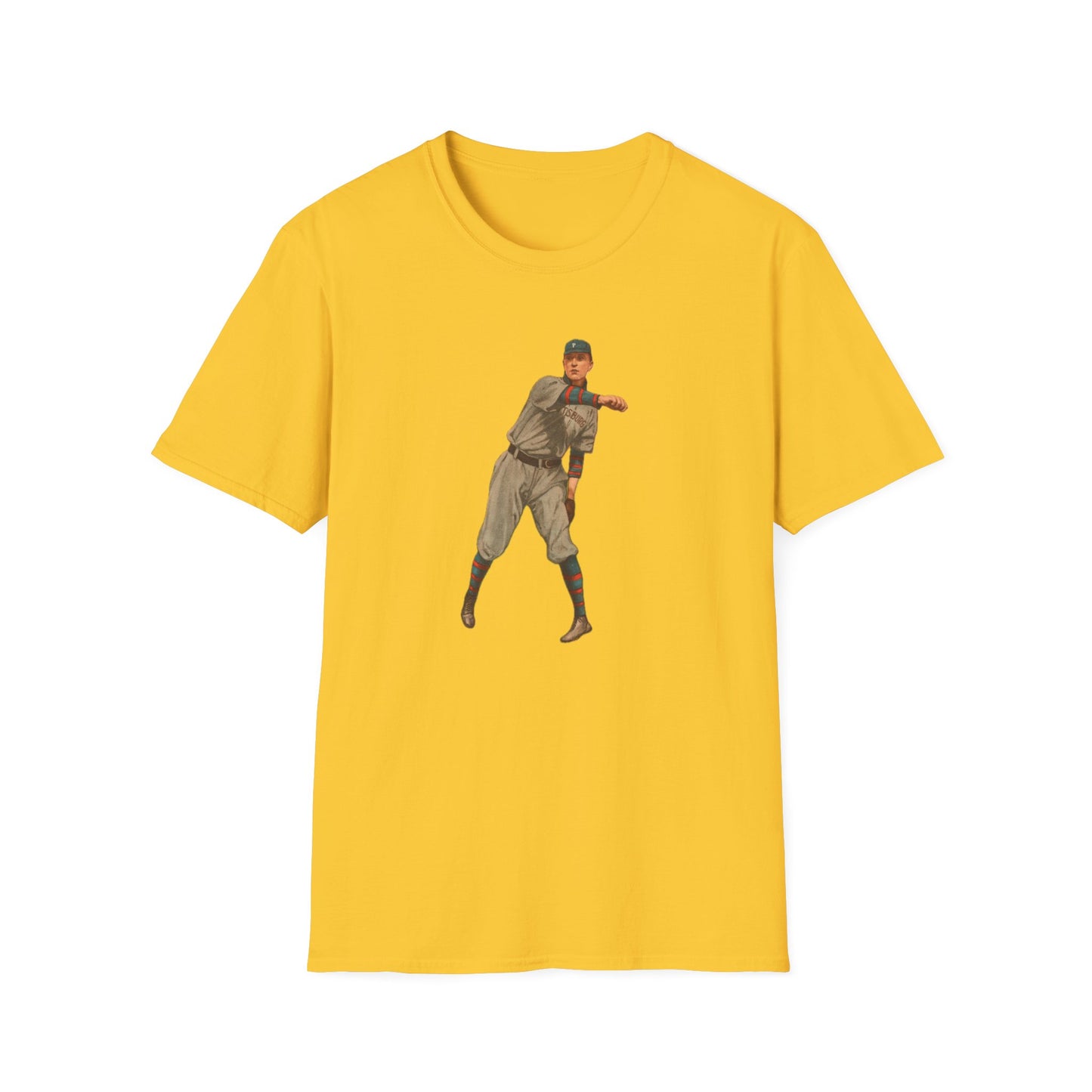 Retro Baseball Player Unisex Softstyle Tee - Old School Male 