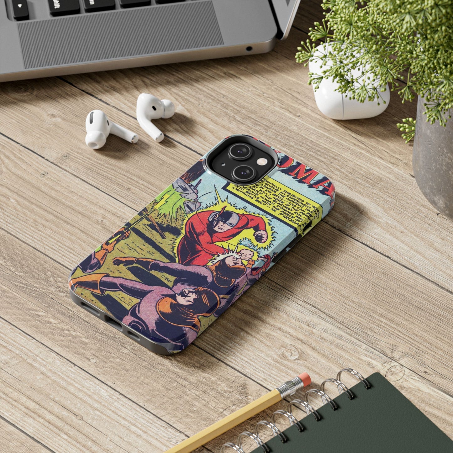 Vintage Pyroman Comic Page Durable Phone Cases - Old School Male 